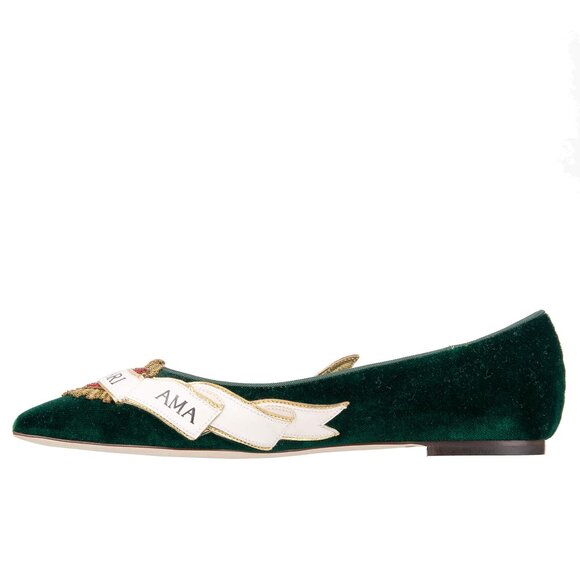 Dolce & Gabbana - Velvet Sacred Heart Amanti Embroidered Ballet Flats BELLUCCI G - Picture 3 of 5